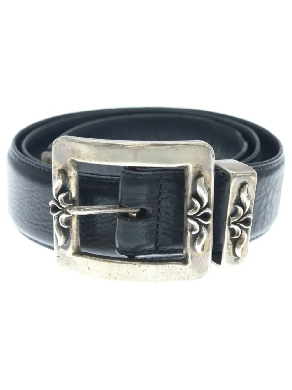 Chrome Hearts Leather Belt Black Silver